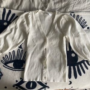 Primark Button up Cardigan White Size XS Puff Sleeve